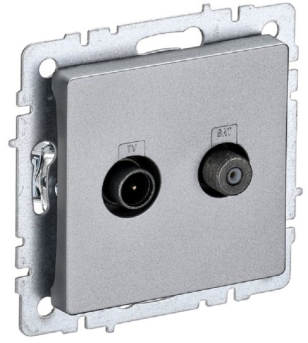 Розетка TV+SAT Оконечная без рамки IEK Brite РТВ/РСп12-БрА 2-м. алюминий картинка